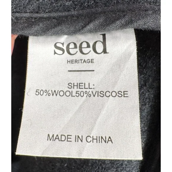 Seed Heritage Wool blend open tailored mid length Coat black money 90s sz 6 - Picture 4 of 6